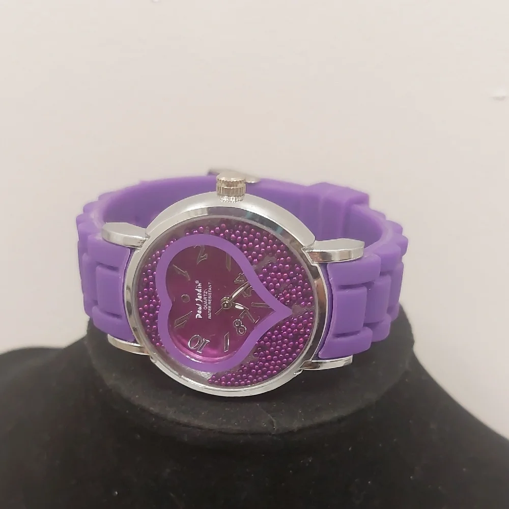 Paul Jardin Purple Stainless Steel Water Resistant Analog Silicone Watch